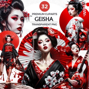 Geisha clipart, PNG transparent, Asian art, Japanese woman, Japan, traditional Japanese, sublimation design, Asian beauty, kimono design