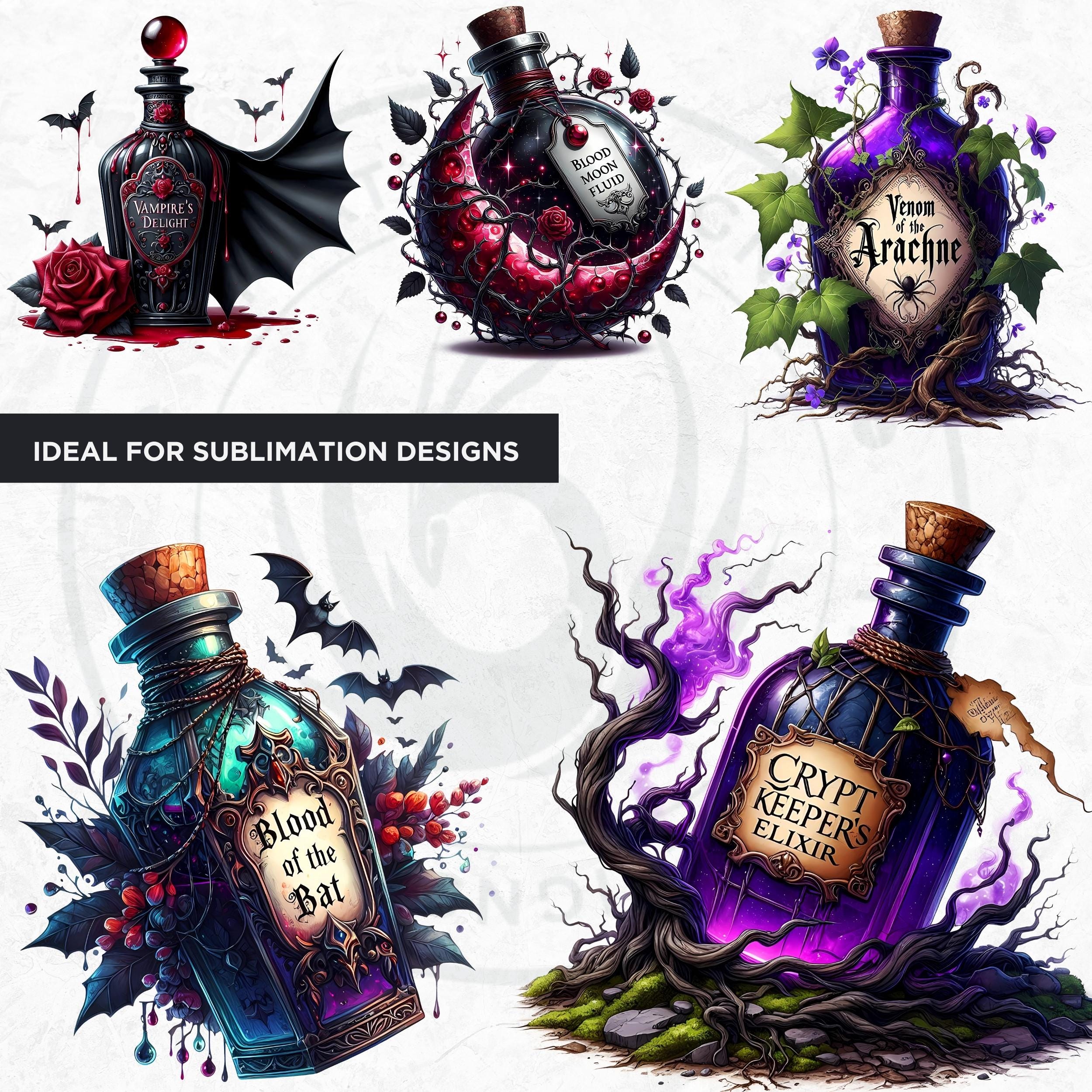 Halloween Potion Bottle Clipart Set: Witchcraft PNG (digital Download ...