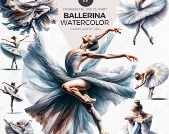 Watercolor Ballerina Clipart: Elegant Ballet Dancer PNG (Digital Download)