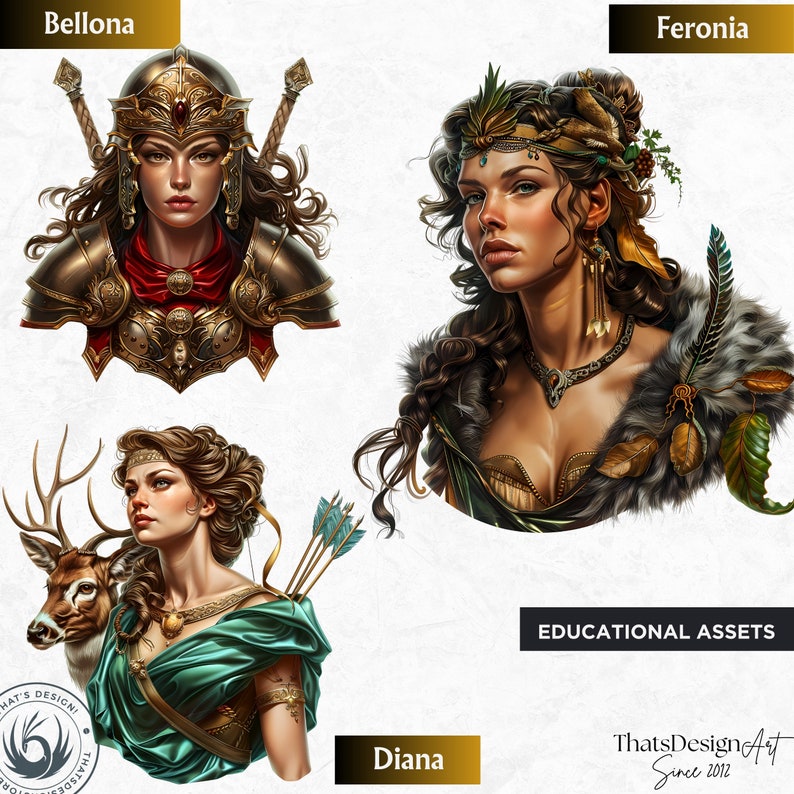 Roman Gods & Goddesses Clipart: Mythology PNG Graphics (commercial Use ...