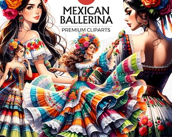 Mexican Ballerina Clipart PNG, Cinco de mayo mexican woman dancer, Mexican girl design, Mexican Festival Fiesta, sublimation designs