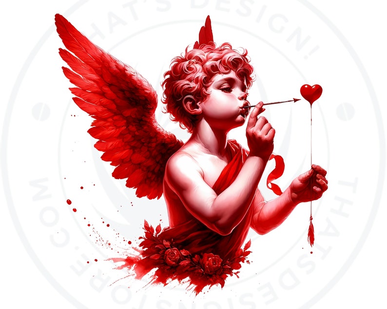 Watercolor Red Cupid Clipart Set: Valentine's Day PNG (digital Download ...