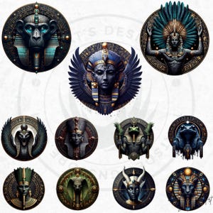 55 Egyptian Major Gods and Goddesses V2, Ancient Egypt Pantheon Clipart, Ancient Egypt mythology png clip art, Anubis, Osiris, Horus,Thoth, Ra, Seth
