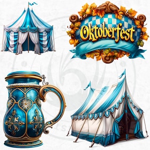 30 Oktoberfest Festival Clipart Set, Traditional Bavarian Festive PNG, Beer festival PNG, pretzel, dirndl, lederhosen, rooster, beer stein