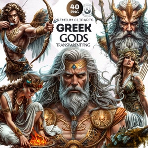 Greek God Goddess clipart set, Greek mythology Graphics, ancient greece, Greek deities, zeus, athena, poseidon, gaia, eros, Ares, Dionysus