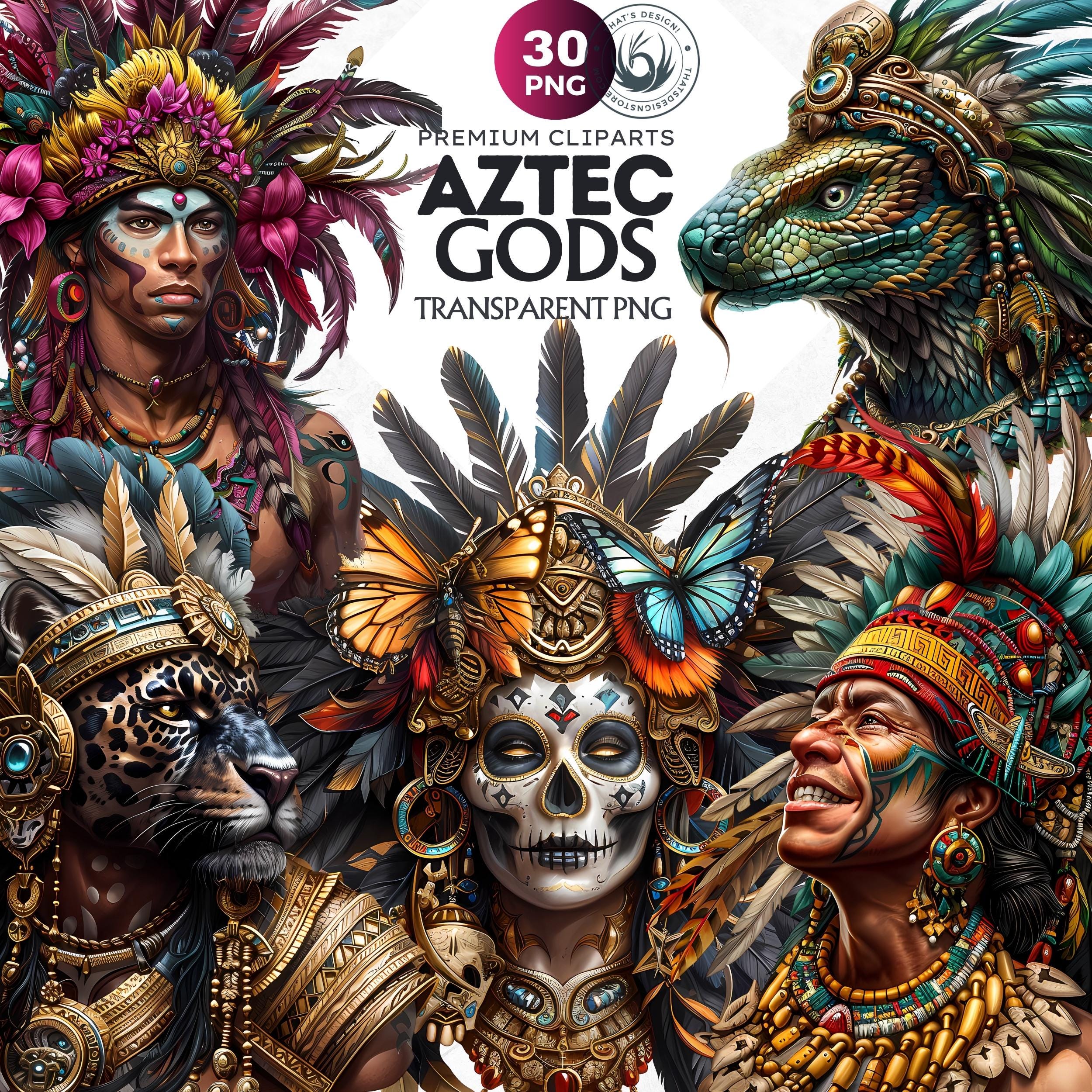 Watercolor Aztec Gods Clipart: Mesoamerican Mythology PNG (digital ...