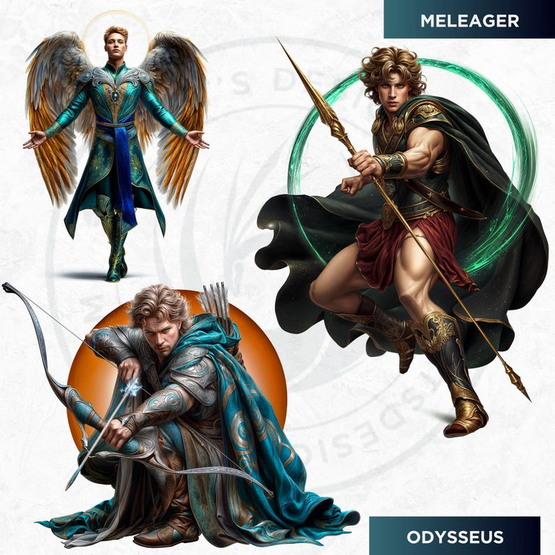 Greek Heroes Clipart PNG Set: Mythology Art (digital Download ...