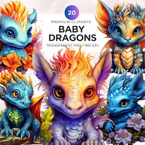 Cute Dragons Clipart PNG for crafts and sublimation,colorful Dragons Clipart Bundle | Baby Dragon Clipart, Baby Dragon PNG, Fantasy Clip Art