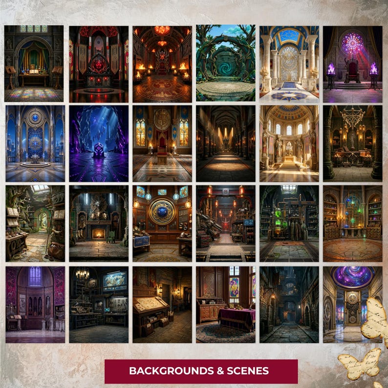 Dark Fantasy RPG Backdrops, Gothic Magic Scenes, Journal Collage Paper ...