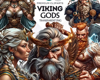 Viking Gods Clipart Set: Norse Mythology PNG Graphics (Digital Download)