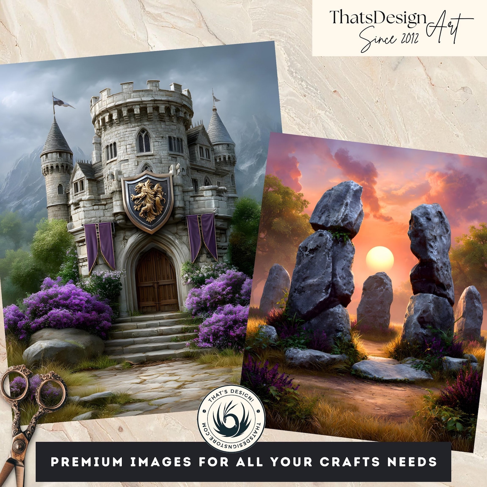 Fantasy Backdrops Simple Medieval Fantasy Backdrops, Enchanted Castle Landscape for DIY, Cards ...