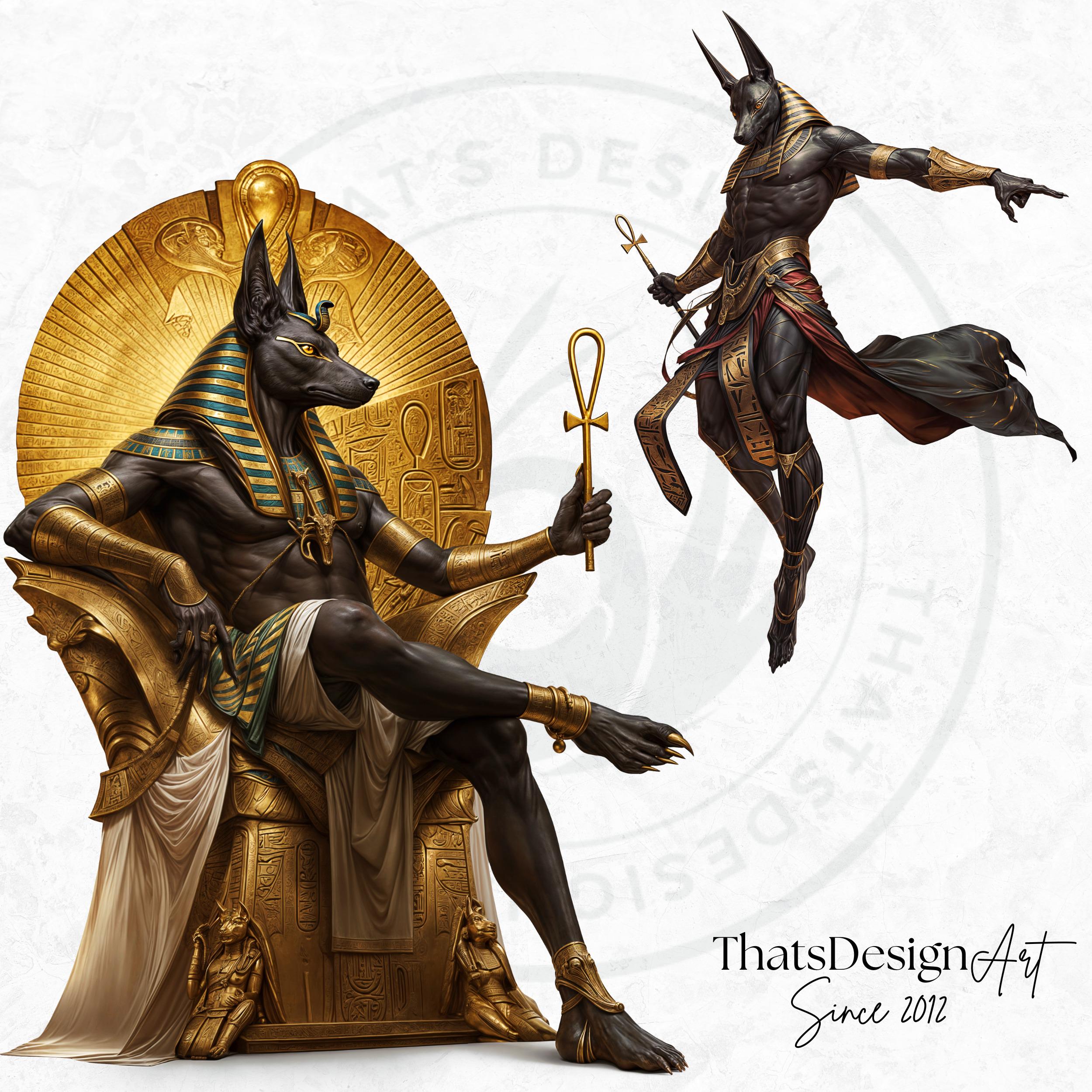 Anubis Clipart Set: Egyptian God PNG, Gold & Black Designs, Ancient ...