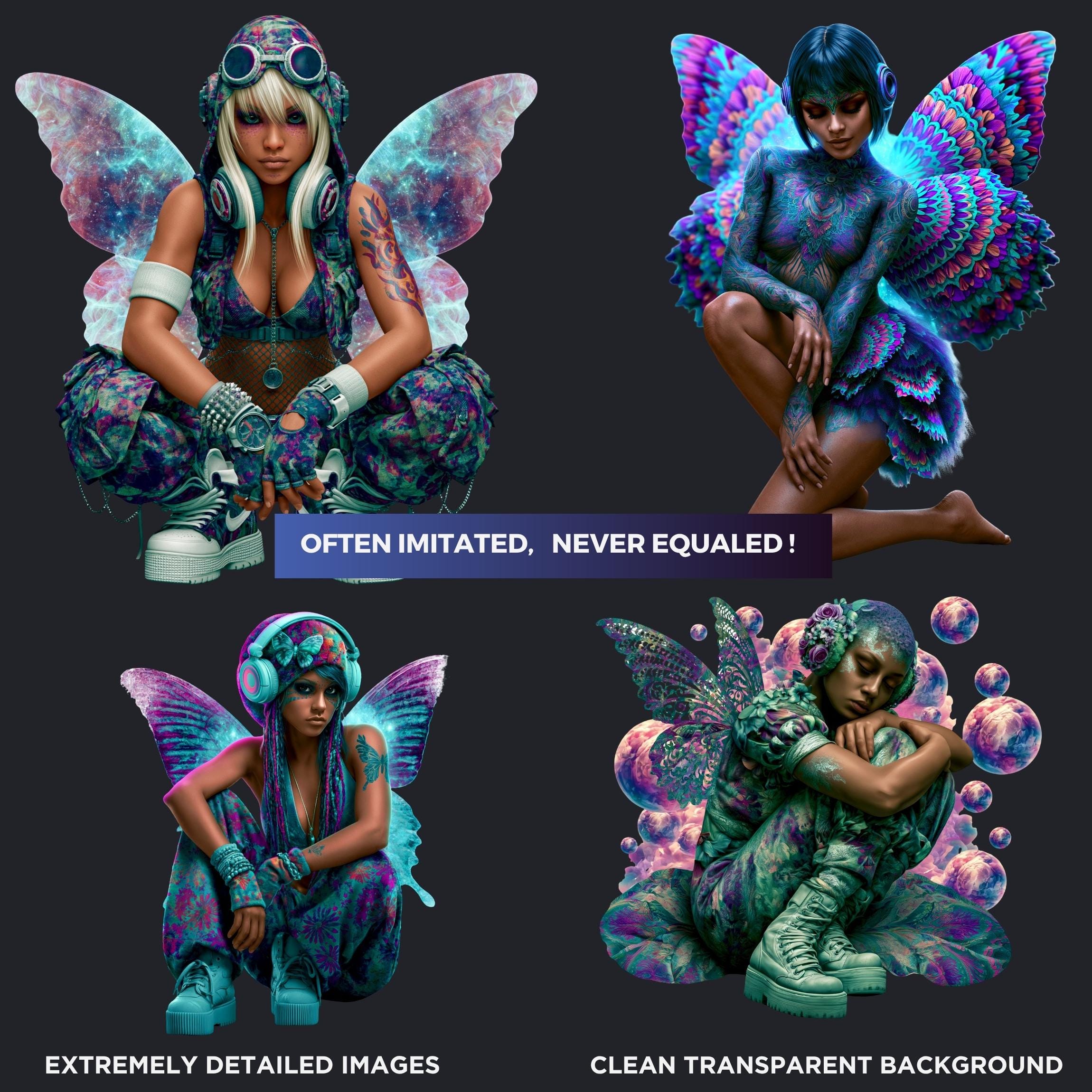 Freya Rapture Neon Dark Neon Fairy Clipart Cyberpunk Fae PNG Mythical Gothic Avatar for ...