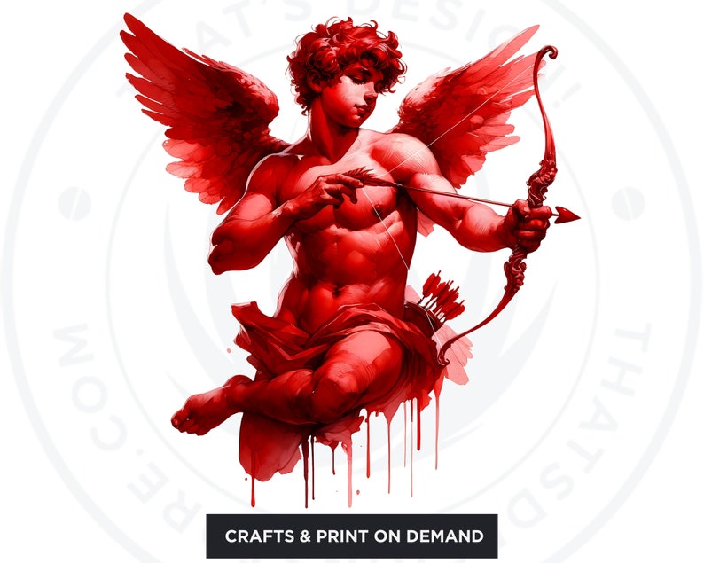 Watercolor Red Cupid Clipart Set: Valentine's Day PNG (digital Download ...