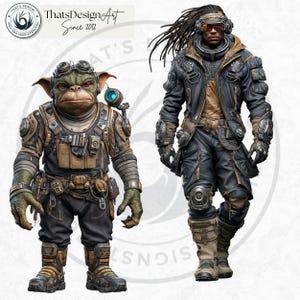 Galactic Vanguard Clipart Bundle: Sci-Fi Character Illustrations, Futuristic Space Graphics (PNG, Digital download)