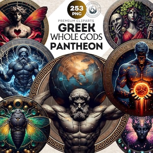 253 Greek Gods clipart set, Whole Greek pantheon, Titans, Primordial gods, Olympians & muses. Greek mythology, Ancient Greece, Greek deities