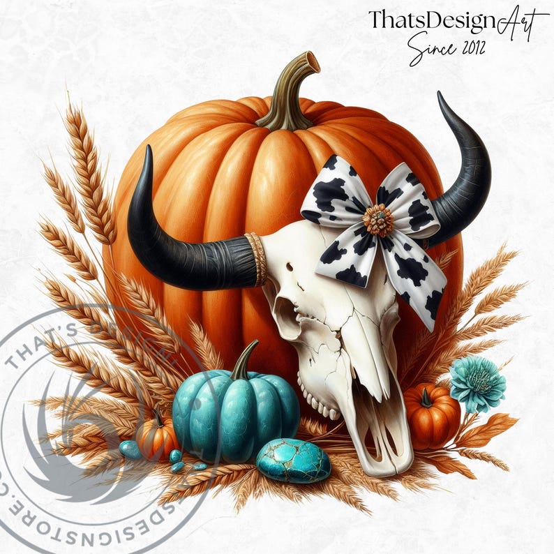 Fall Western Coquette Pumpkins PNG set, Cowgirl Fall Decor Clipart, Boho Autumn pumpkin with sunflower, Autumn harvest, Commercial use