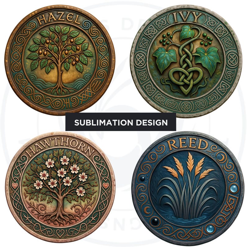 Celtic Reed Celtic Zodiac Signs Clipart Bundle: Irish Tree Mythology (PNG, Digital ...