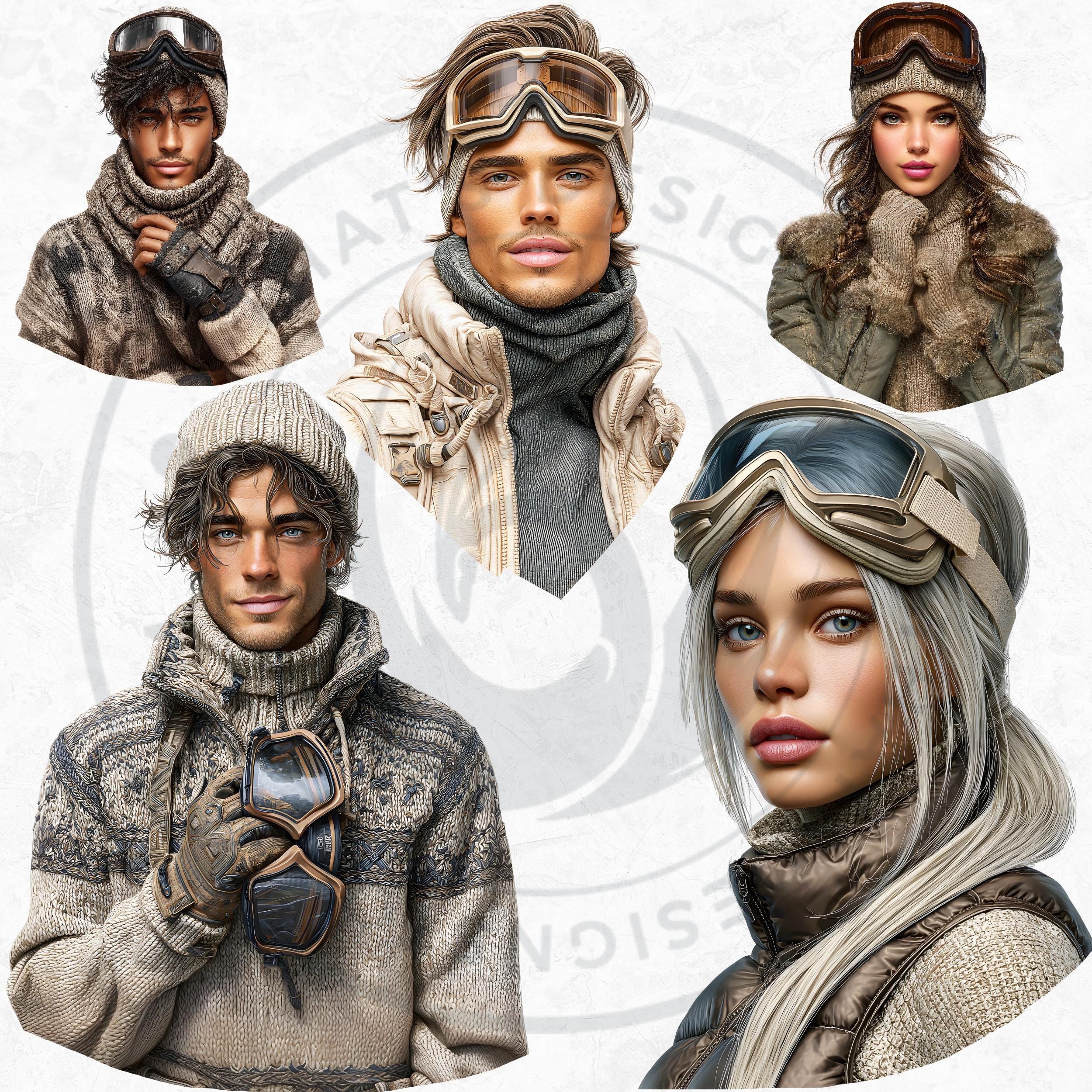 Alpine Winter Clipart Bundle: Ski Graphics, Snowboard PNG, Cabin ...