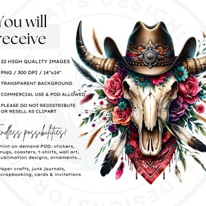 Floral Bull skull PNG clipart, Boho western PNG, Western Sublimation, floral cow skull with feathers crafts and sublimation. Commercial use