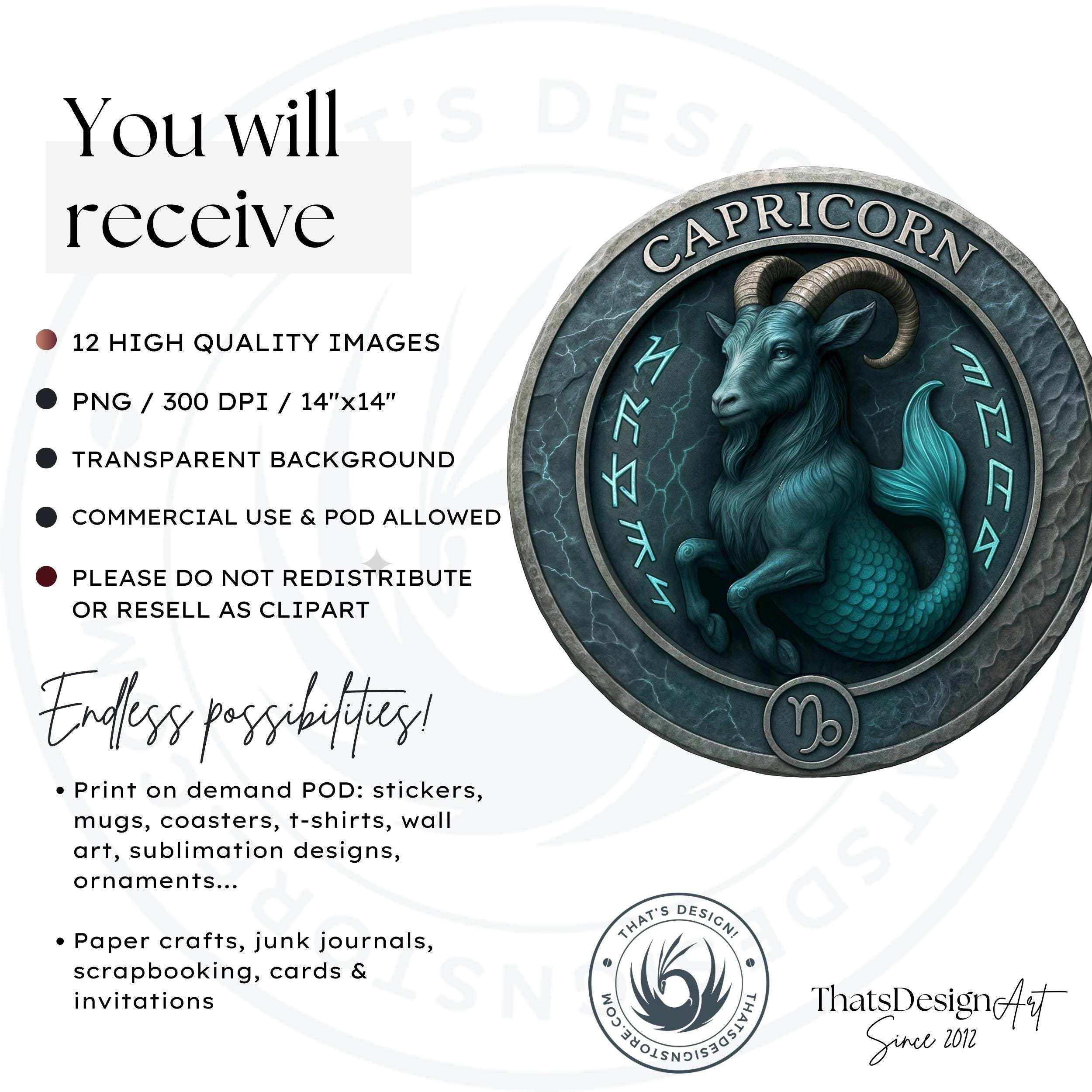 Elemental Zodiac Clipart Bundle: Rune Stone Horoscope, Fantasy RPG Coin ...