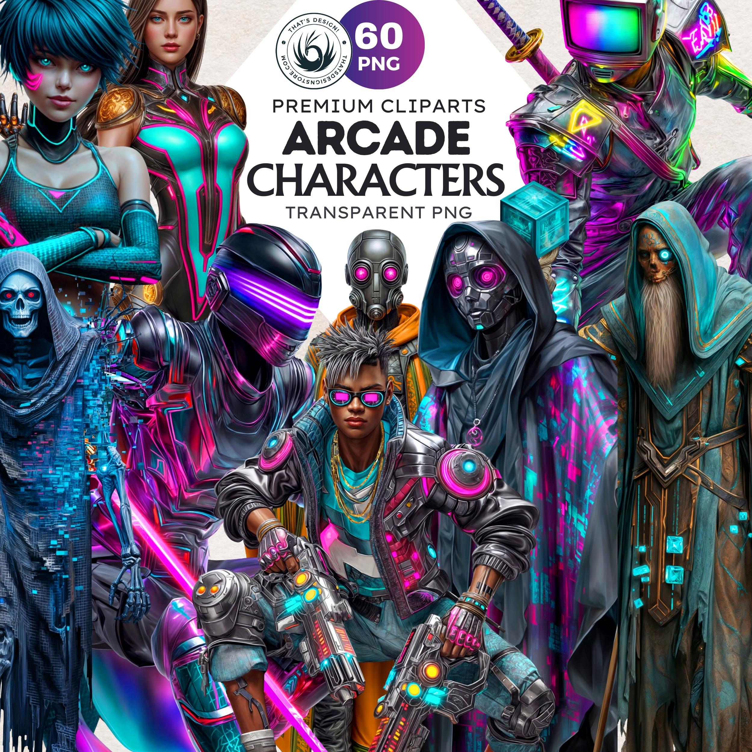 Arcade Gaming Characters: Cyberpunk Clipart Bundle, Sci-fi RPG ...