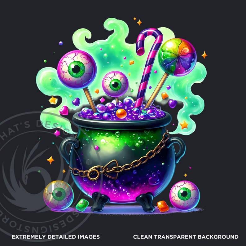 Halloween Drinks Cuties PNG Set, Kawaii Spooky Treats Clipart, Kids halloween Party for Sublimation, Ghost, Pumpkin, cauldron, Halloween PNG
