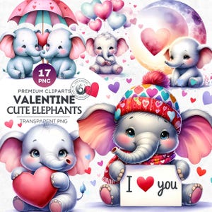 Valentine Baby Elephant Clipart, Pastel Valentine PNG, Cute Pets sublimation, nursery decor, Valentines day clipart, valentine printable PNG
