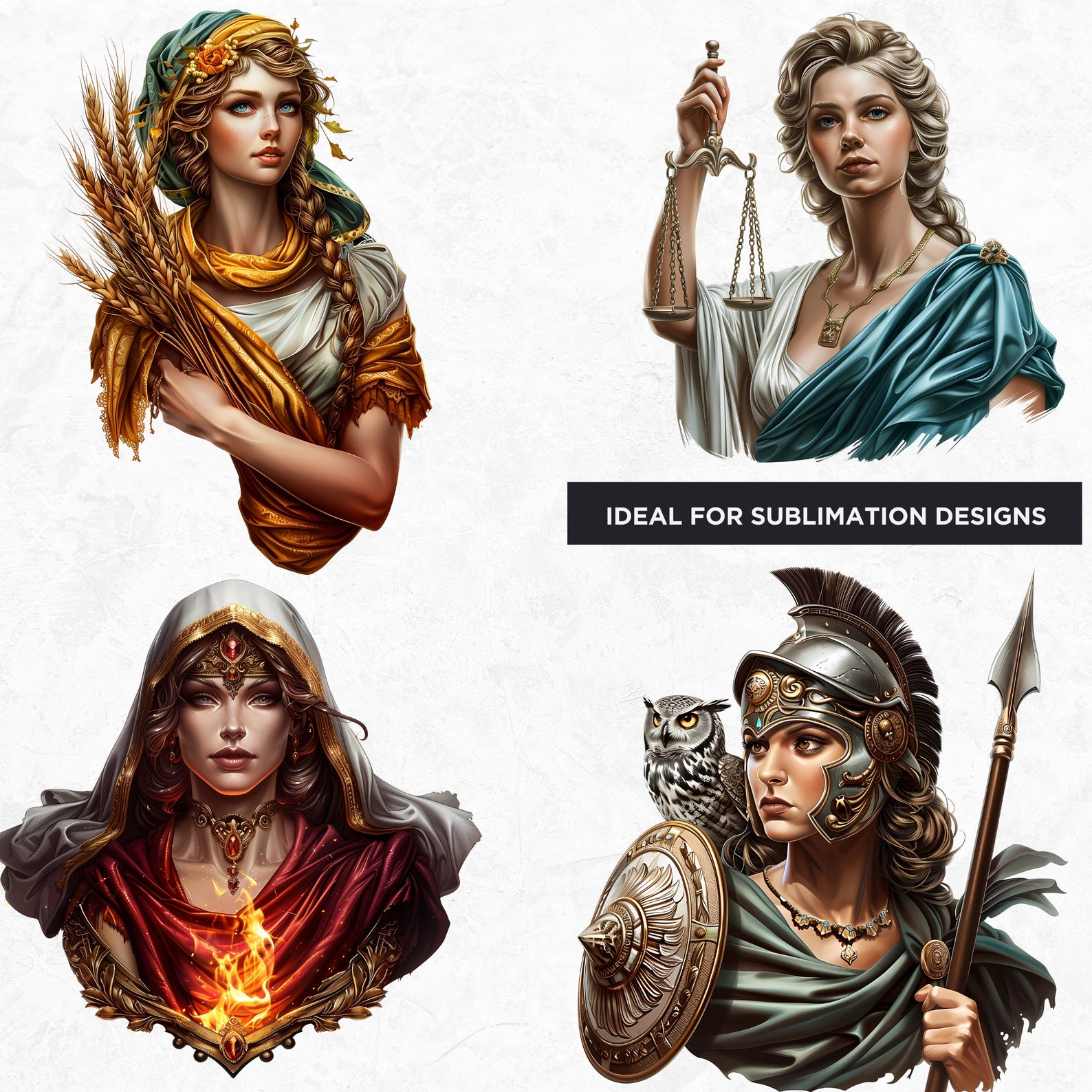 Roman Gods & Goddesses Clipart: Mythology PNG Graphics (commercial Use ...