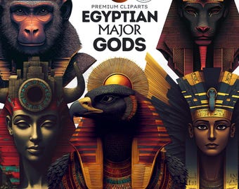 Imágenes prediseñadas de dioses y diosas egipcios: Panteón del Antiguo Egipto (PNG, descarga digital, uso comercial)