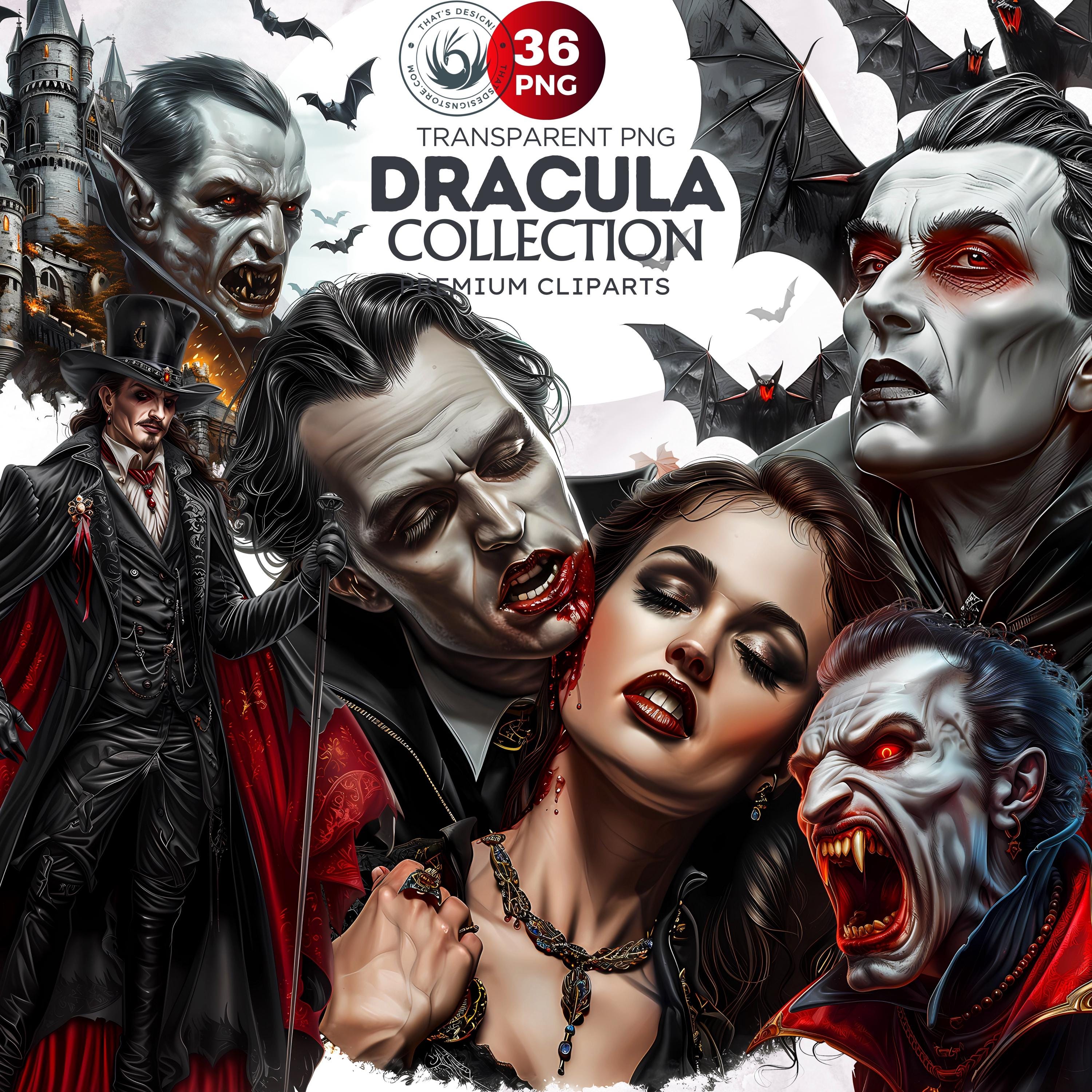 Dracula Clipart Set: Halloween Character, Gothic Vampire PNG (digital ...