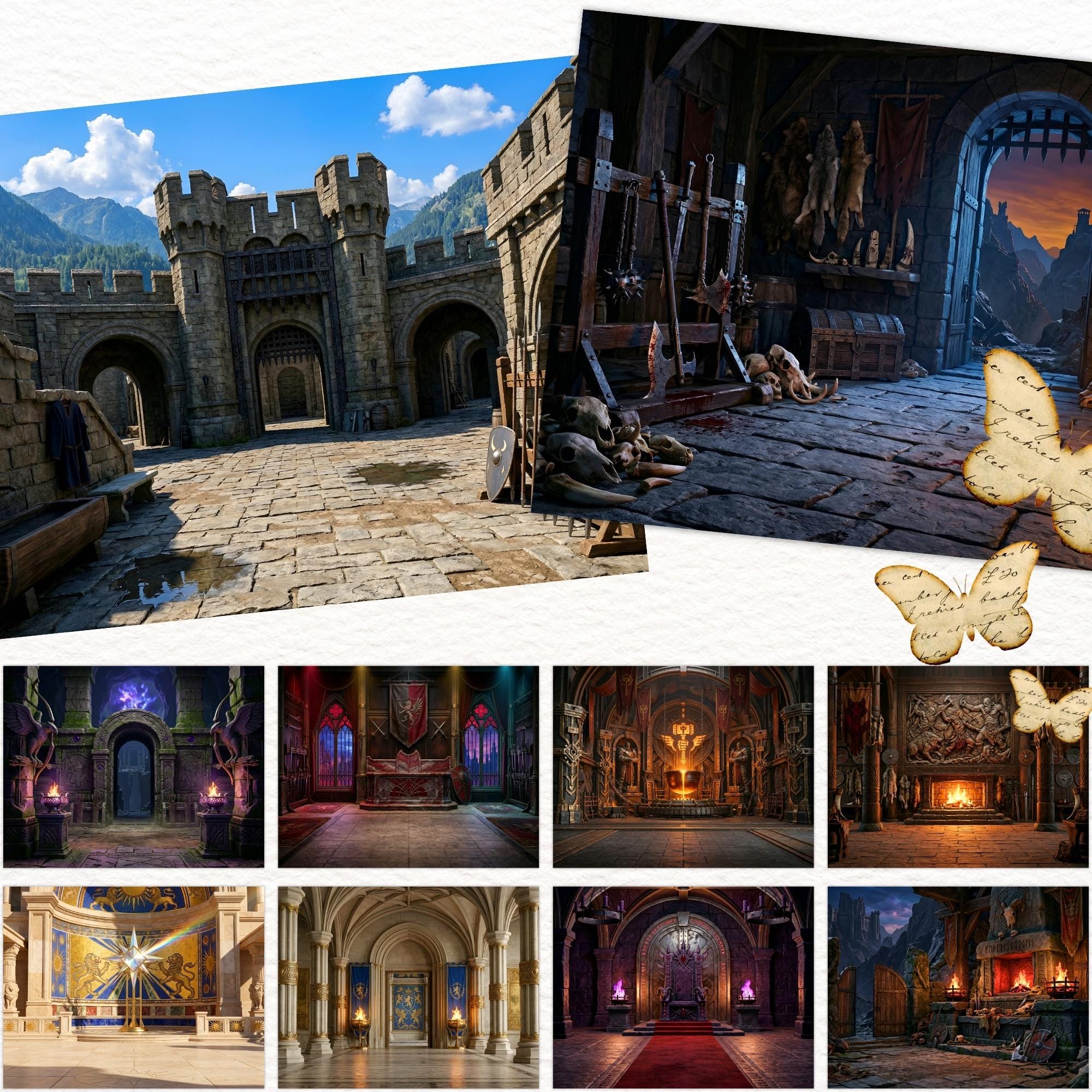 Dark Magic Fantasy Backgrounds, RPG Scenes Legends Backdrops, Junk ...