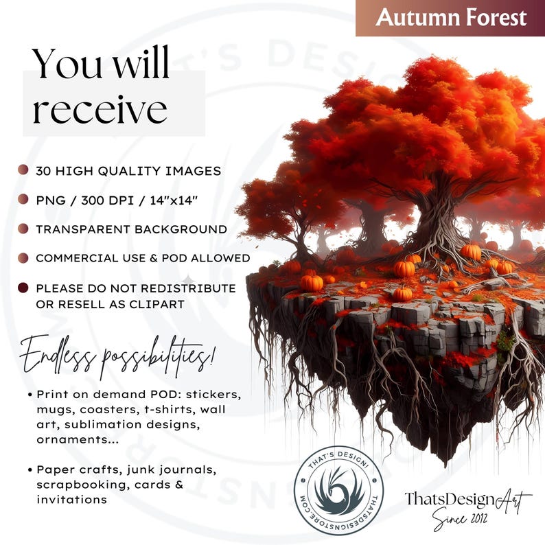 Floating Islands Ecosystem Cliparts - 30 Magical PNG Set for Sublimation and Crafts, RPG & POD. Fantasy Islands png, Nature Fantasy art