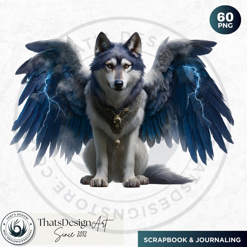 Watercolor Mystic Wolves Clipart PNG Bundle, Fantasy wolf for DIY Card, Junk Journal, Scrapbooking, Commercial use!