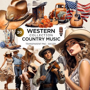 Country Music Western png clipart, Cowboy digital prints, Cowgirl boots png, Western Sublimation, Country girls for crafts and sublimation