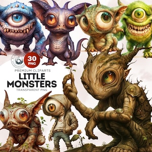 Halloween Kleine Monster Clipart PNG, Niedliche Monster PNG, Kinder Halloween, Sublimation Designs POD, gruselige Saison PNG. Kommerzielle Nutzung