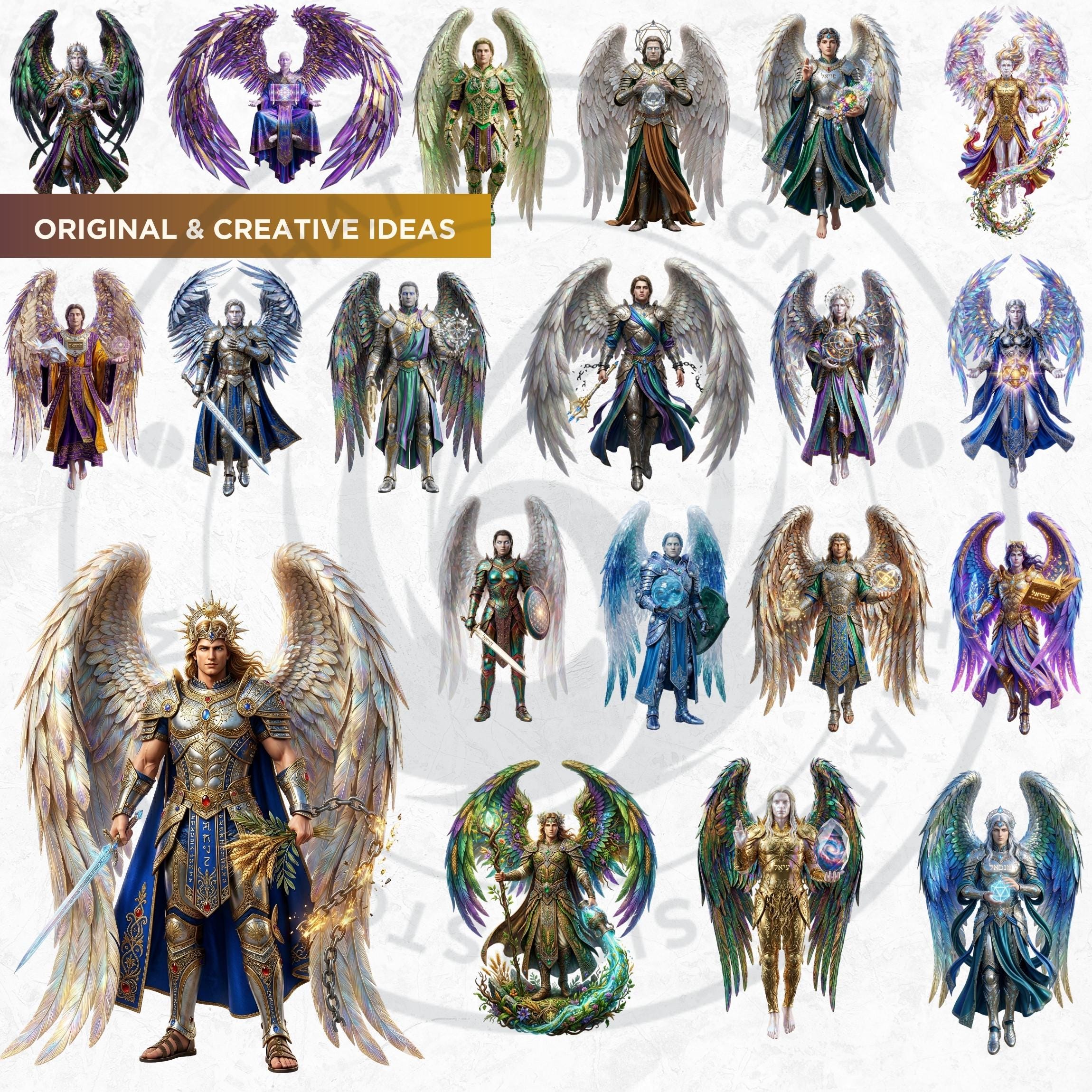 72 Shemhamphorasch Kabbalah Angels Clipart, Mystical Divine Graphics ...