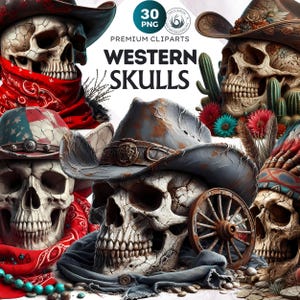Western Skull clipart Set, western PNG, Skull Sublimation, Head skull PNG for rustic, cowboy-themed and wild west projects. Commercial use