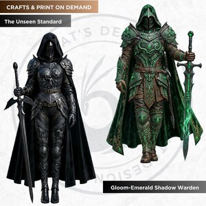 Knightly Orders Fantasy Clipart Bundle: Medieval Warrior, Crusader Illustrations (PNG, Digital download)