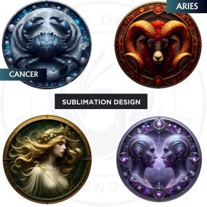 12 Ethereal Zodiac signs Clipart Set, Astrology clipart, horoscope signs, Fantasy Clipart, Celestial clipart, zodiac sublimation, zodiac png