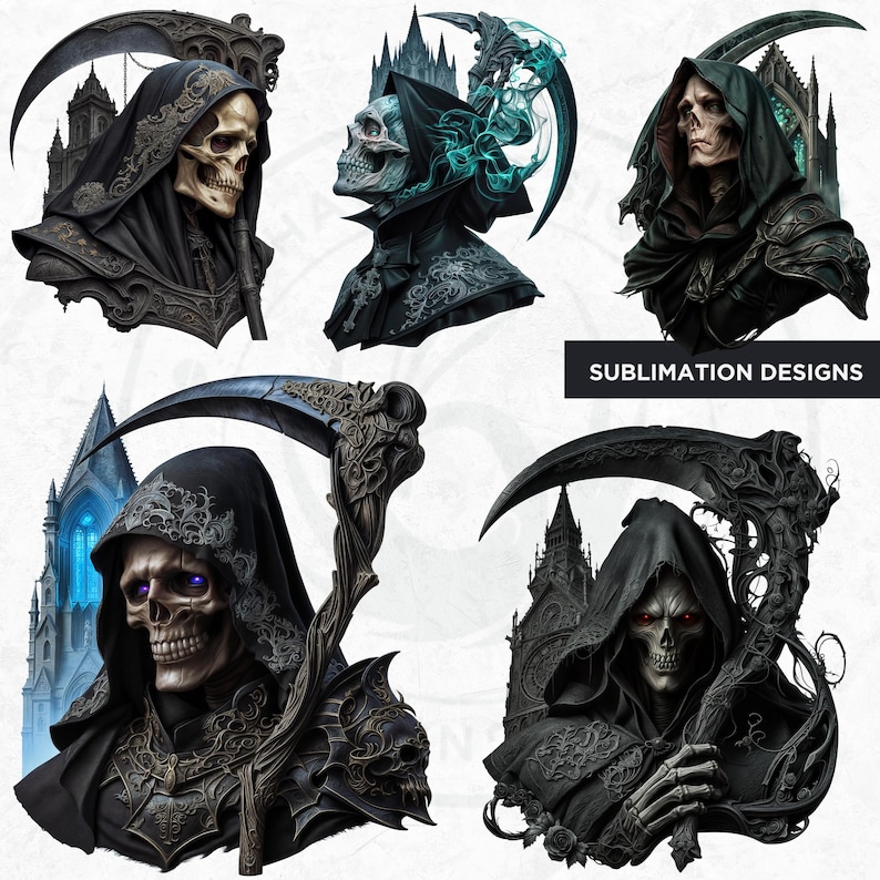 Grim Reaper Clipart: Ethereal Gothic Halloween PNG (digital Download ...
