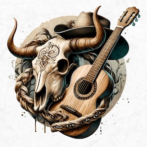 Rustic Bull skull PNG clipart Set, western PNG, Western Sublimation, floral cow skull with sunflower crafts and sublimation. Commercial use