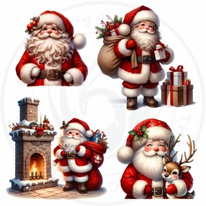 Cute Santa Clipart PNG for sublimation & crafts, Santa Claus christmas PNG, Card Making, print on demand Christmas Clipart. Commercial use