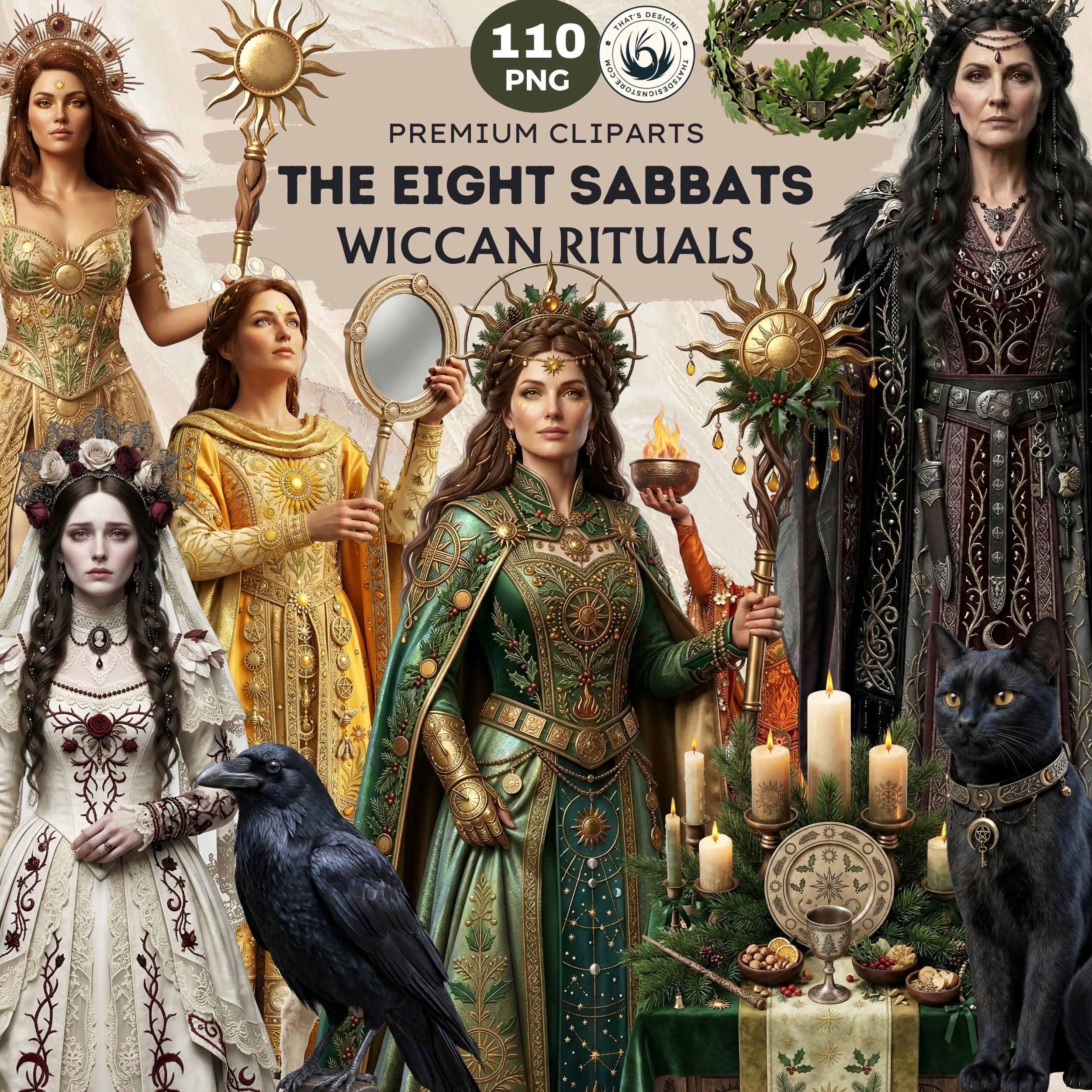 Sabatts 110 Wiccan Eight Sabbats Clipart Bundle, Pagan Ritual Pngs, Fantasy ...