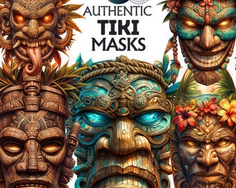 Masque Tiki Hawaïen Chesapeake Bay – Bois Peint Floral, 19 Pouces (Neuf)