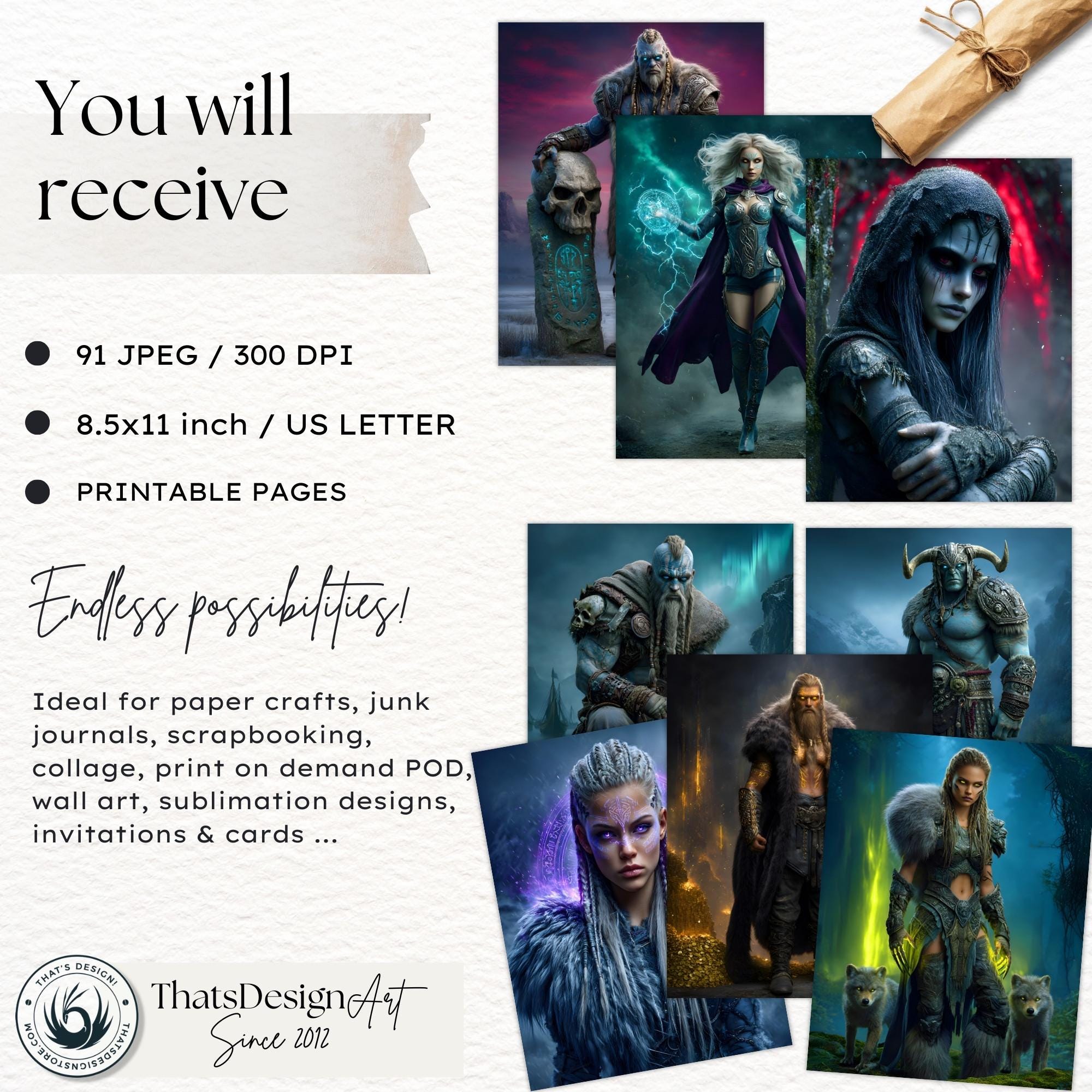 Norse Jotuns Gods Fantasy Digital Paper: Viking Mythology, RPG ...