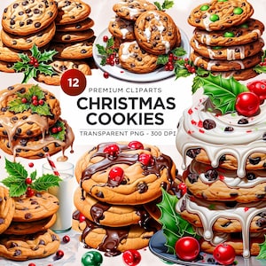 Christmas cookies png clipart set, Christmas food graphics, Christmas bakery PNG, Festive illustration, Cookie sublimation Commercial use