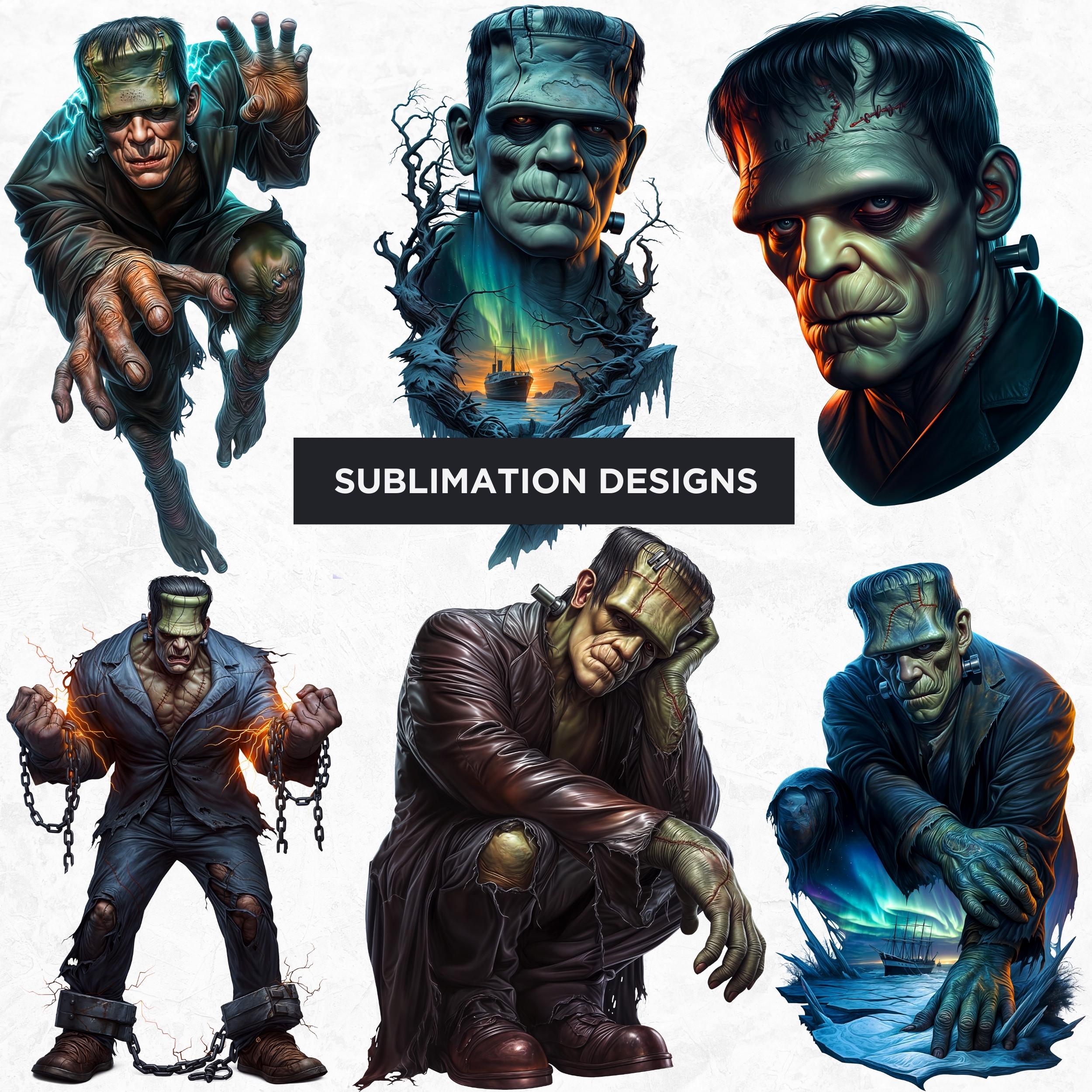 Frankenstein Clipart Set: Spooky Halloween PNG Graphics (PNG, Digital ...
