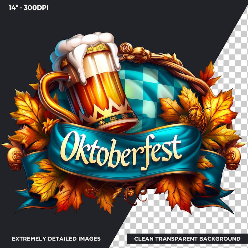 30 Oktoberfest Festival Clipart Set, Traditional Bavarian Festive PNG, Beer festival PNG, pretzel, dirndl, lederhosen, rooster, beer stein