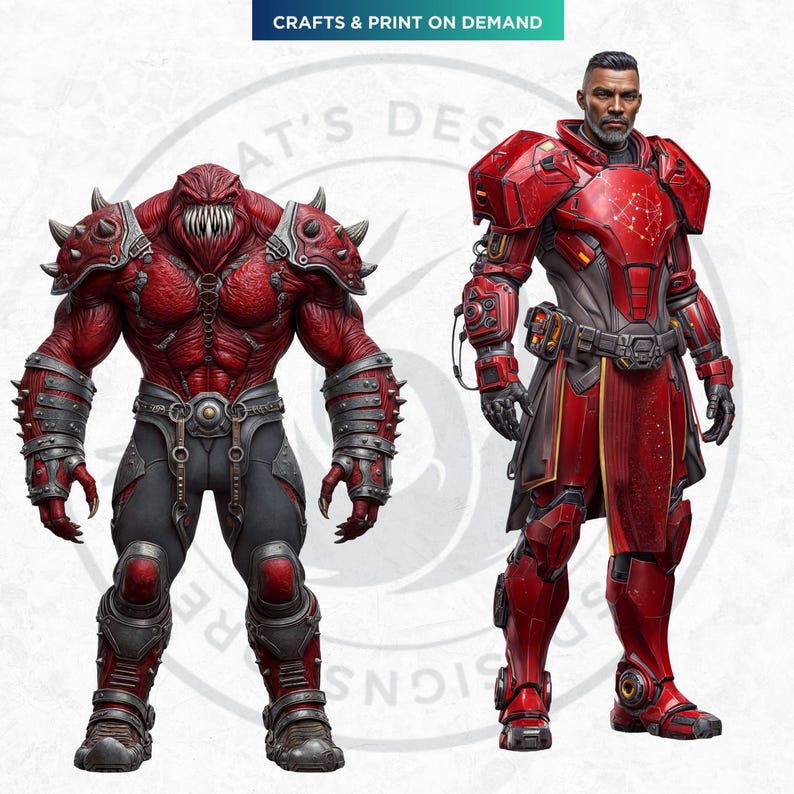 Galactic Vanguard Clipart Bundle: Sci-Fi Character Illustrations, Futuristic Space Graphics (PNG, Digital download)